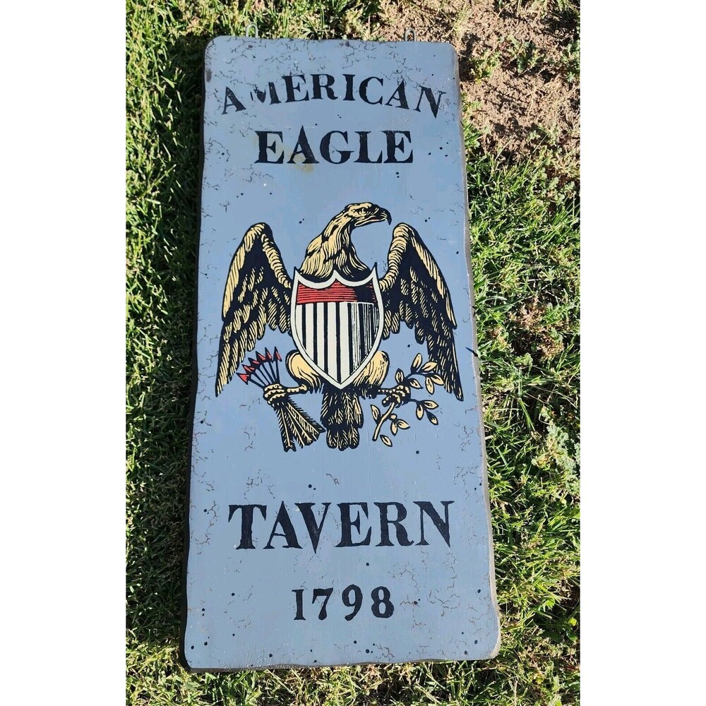 Rare Antique American Eagle Tavern Wood Sign 1798 By American Antiquities
